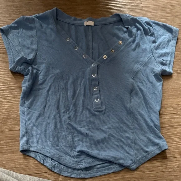 Garage Light Blue Ribbed Top - Picture 1 of 2